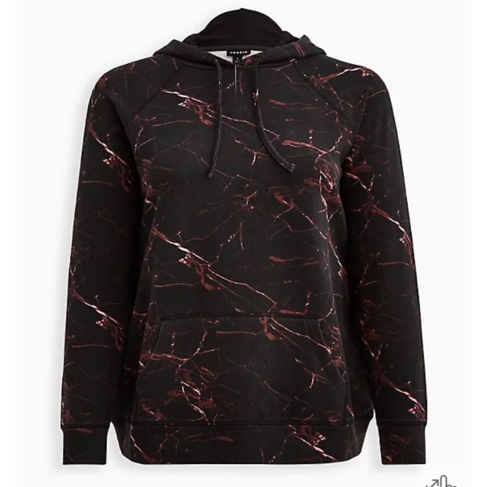 Torrid Size 1 Black Marble Everyday Fleece Hoodie NWT - Picture 5 of 7
